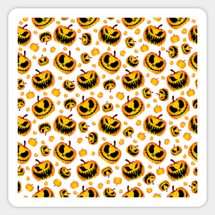 Spooky and Scary Orange Halloween Pumpkin Pattern Sticker